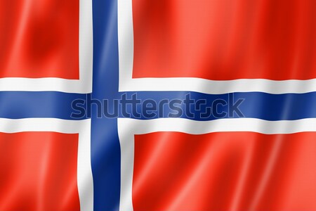 Foto stock: Norueguês · bandeira · Noruega · tridimensional · tornar · cetim