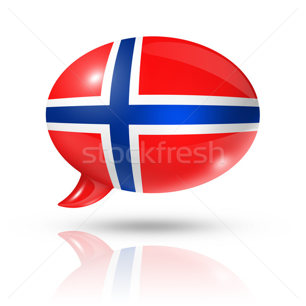 Norueguês bandeira balão de fala tridimensional Noruega isolado Foto stock © daboost