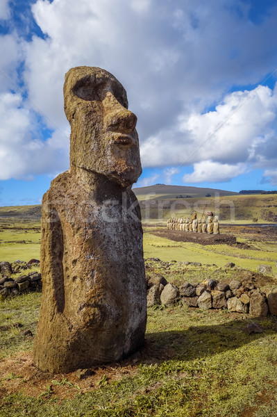 Moai statue, ahu Tongariki, easter island Stock photo © daboost