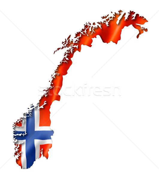 Norueguês bandeira mapa Noruega tridimensional tornar Foto stock © daboost