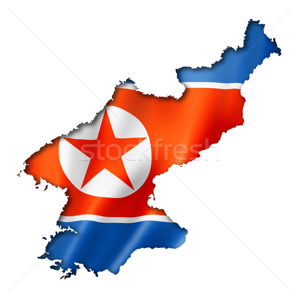 Stock photo: North Korean flag map