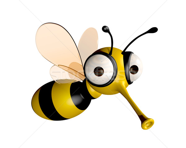 滑稽 蜜蜂 三維 黑色 飛 白 商業照片 © daboost