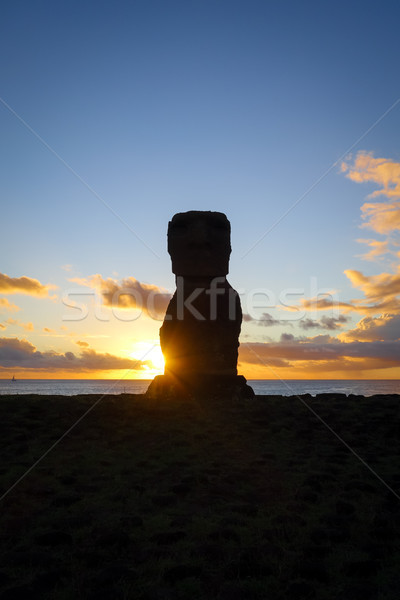 Moai statue ahu akapu at sunset, easter island Stock photo © daboost