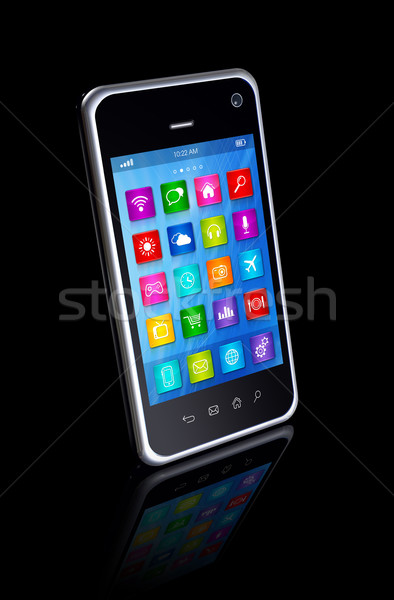 Smartphone hd aplicatii icoane interfata Imagine de stoc © daboost