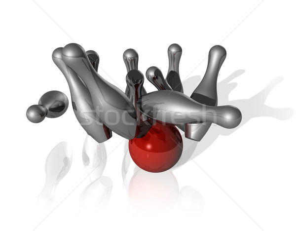 3D bowling strike Stock photo © daboost