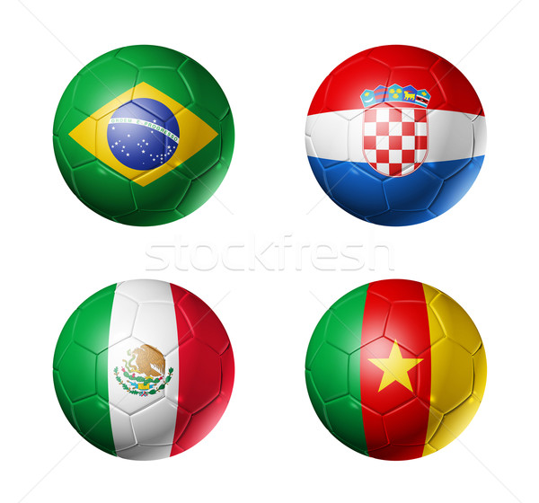 Brazil world cup 2014 group A flags on soccer balls Stock photo © daboost