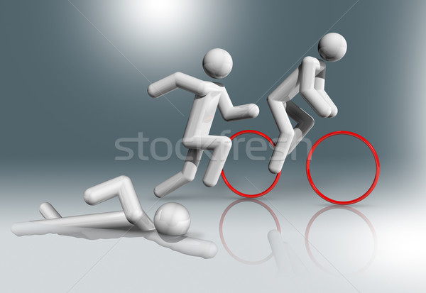 Triatlon 3D szimbólum sportok háromdimenziós olimpiai játékok Stock fotó © daboost