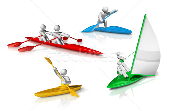 Sportok szimbólumok ikonok kenu kajak evezés Stock fotó © daboost
