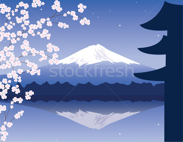 Vector Monte Fuji sakura cielo árbol Foto stock © Dahlia