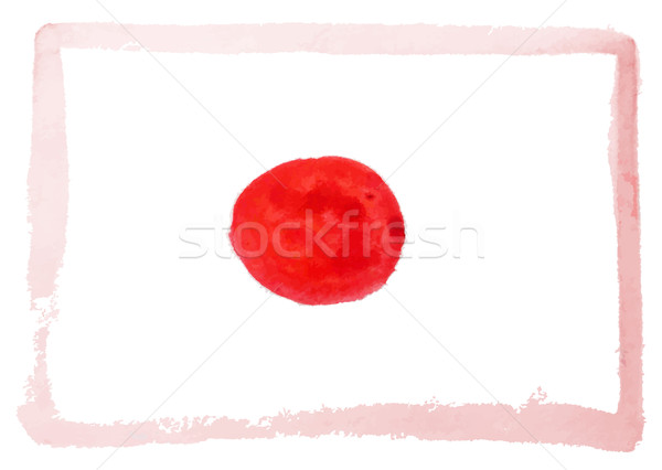 Stockfoto: Abstract · aquarel · vlag · Japan · vector · verf