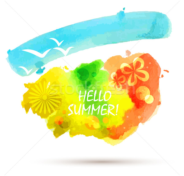 Foto stock: Vector · resumen · verano · acuarela · cielo · primavera