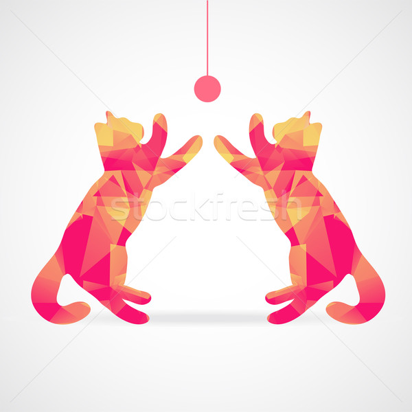 Vecteur mosaïque silhouettes chats jouer balle [[stock_photo]] © Dahlia
