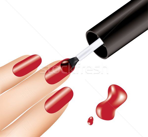 woman applying red nail polish on fingers Stock photo © Dahlia