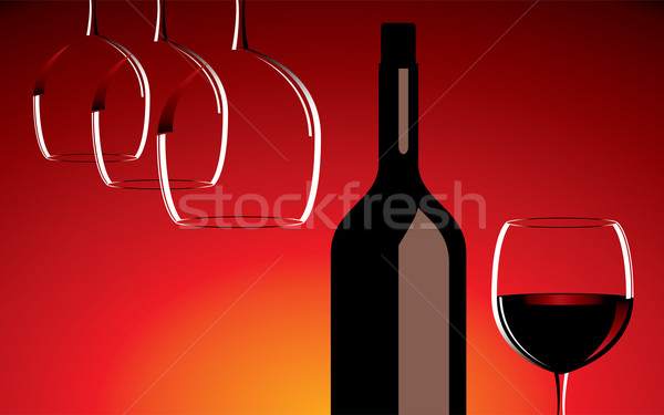 Wijnglazen fles vector voedsel achtergrond oranje Stockfoto © Dahlia