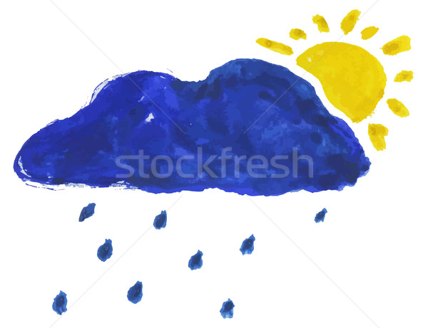 Vector aquarel illustratie wolk zon hand Stockfoto © Dahlia