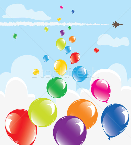 Kleurrijk ballonnen hemel vector bos gelukkig Stockfoto © Dahlia