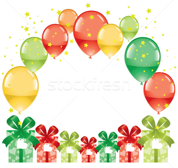 vector colorful festive balloons and gift boxes Stock photo © Dahlia