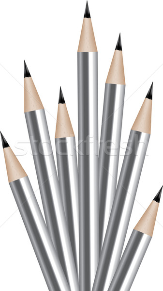 Stockfoto: Vector · zilver · potloden · kantoor · school · werk