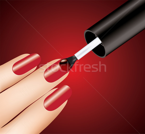 Mulher vermelho unha polonês dedos vetor Foto stock © Dahlia