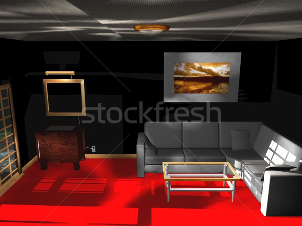 Stockfoto: Woonkamer · illustratie · moderne · ontwerp · home · tabel