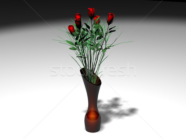 Stock photo: Red roses in vase