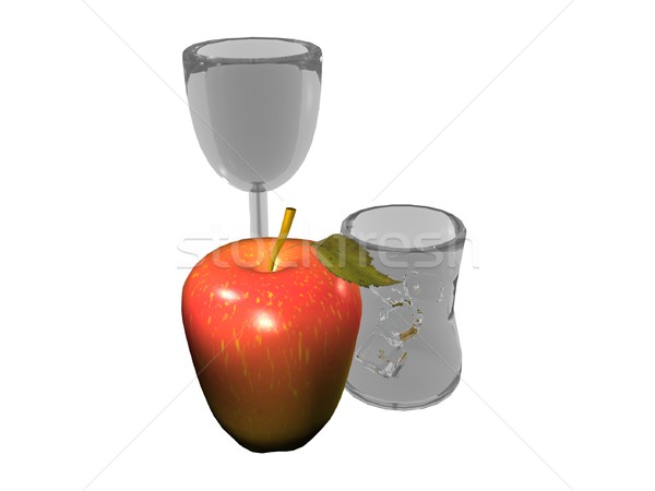 Csendélet alma szemüveg illusztráció étel festék Stock fotó © daneel