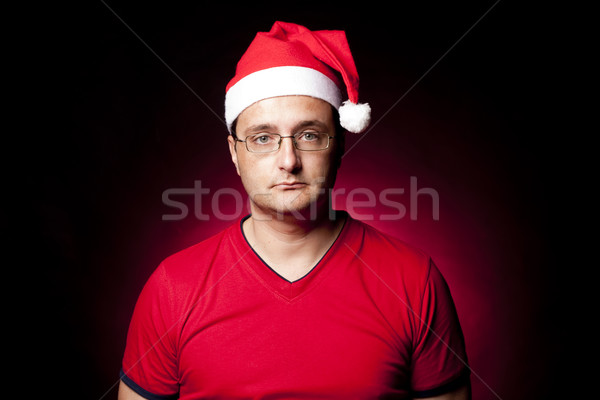 Aburrido navidad hombre sombrero mirando Foto stock © danienel