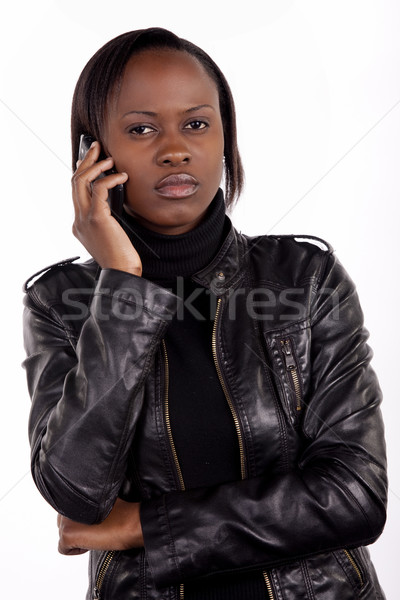 Stockfoto: Ernstig · gesprek · jonge · vrouw · telefoon · vrouw · triest