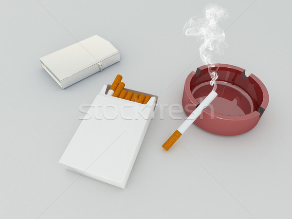 3d render branco empacotar cigarros prata isqueiro Foto stock © danilo_vuletic