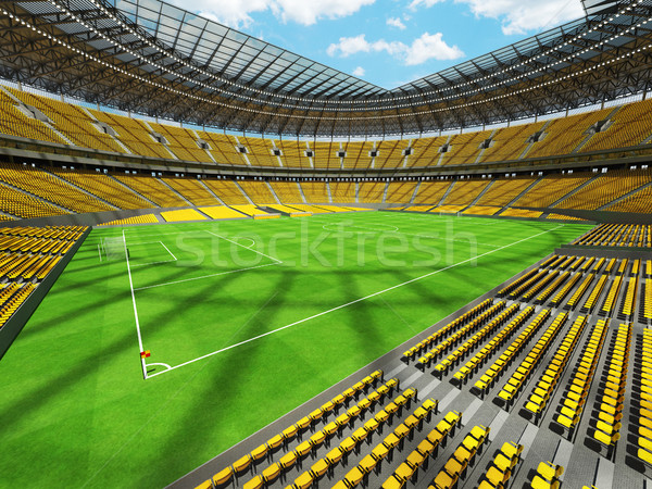 3D render of a round football -  soccer stadium with  yellow seats Stock photo © danilo_vuletic