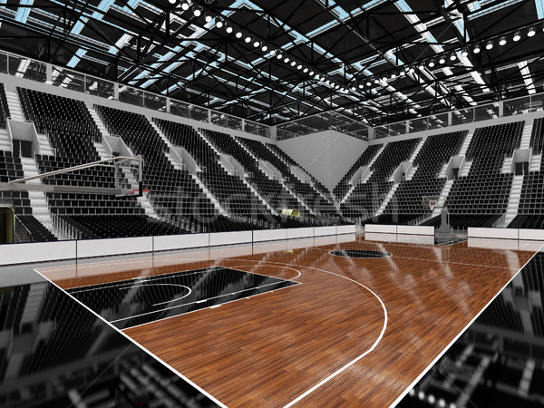 Stock photo: Beautiful modern sports arena for basketball with black seats 