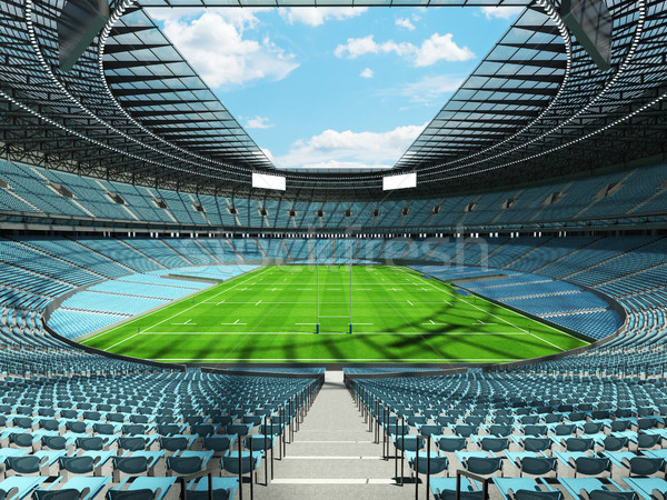 3D render of a round rugby stadium with  sky blue seats and VIP  Stock photo © danilo_vuletic
