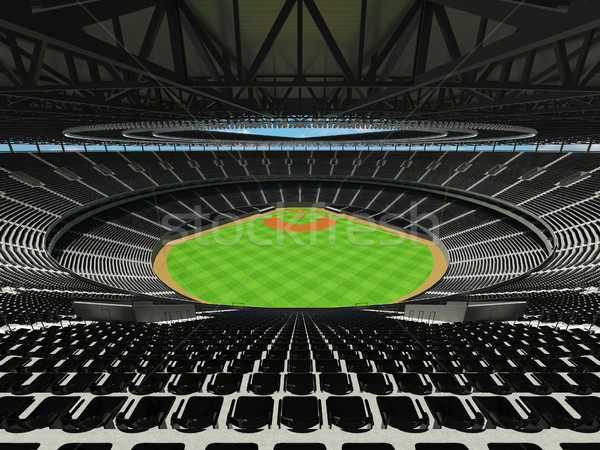 3D render of baseball stadium with black seats and VIP boxes Stock photo © danilo_vuletic