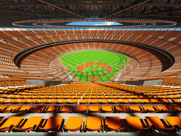 3D render of baseball stadium with orange seats and VIP boxes Stock photo © danilo_vuletic