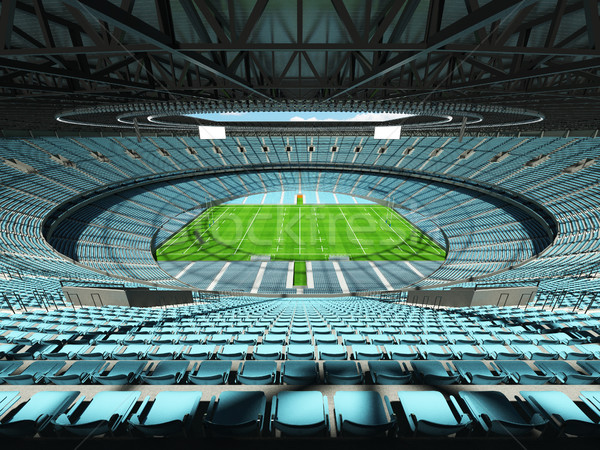 3D render of a round rugby stadium with  sky blue seats and VIP  Stock photo © danilo_vuletic