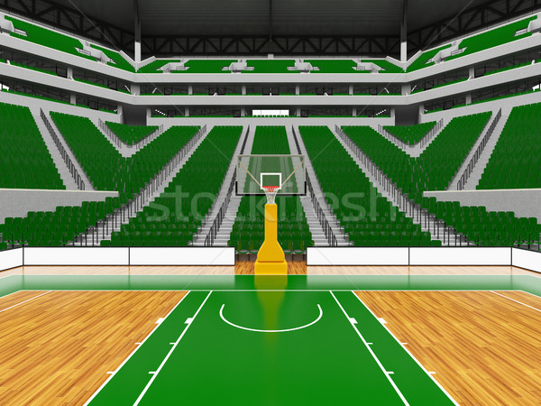 Beautiful modern sport arena for basketball with green seats Stock photo © danilo_vuletic
