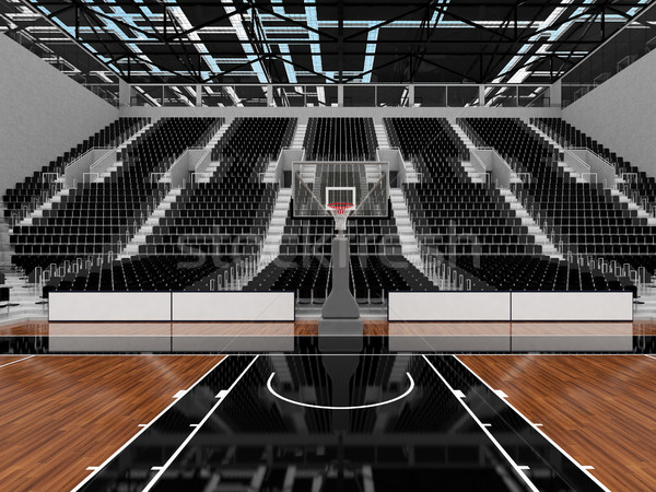 [[stock_photo]]: Rendu · 3d · belle · sport · arène · basket · noir