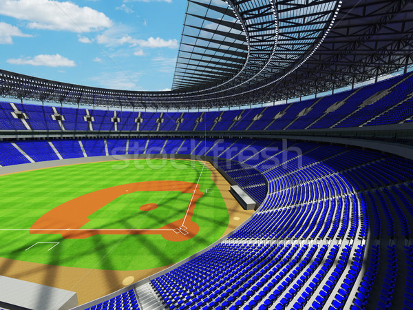 3D render of baseball stadium with blue seats and VIP boxes Stock photo © danilo_vuletic
