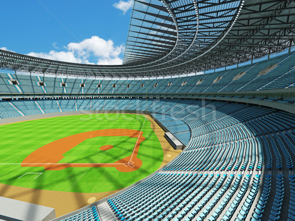 3D render of baseball stadium with sky blue seats and VIP boxes Stock photo © danilo_vuletic