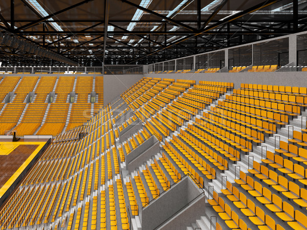 Stock photo: Beautiful sports arena for basketball with yellow seats and VIP boxes