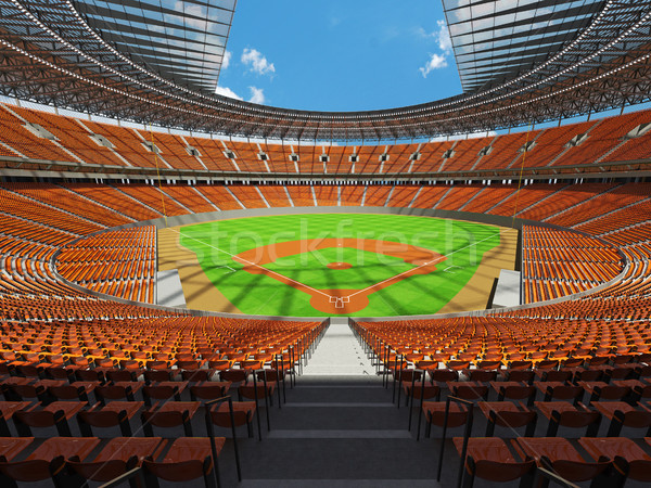 3D render of baseball stadium with orange seats and VIP boxes Stock photo © danilo_vuletic