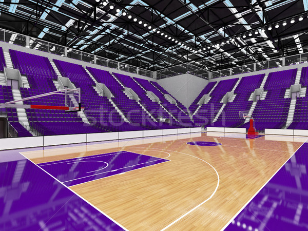 Beautiful modern sports arena for basketball with purple seats and VIP boxes Stock photo © danilo_vuletic