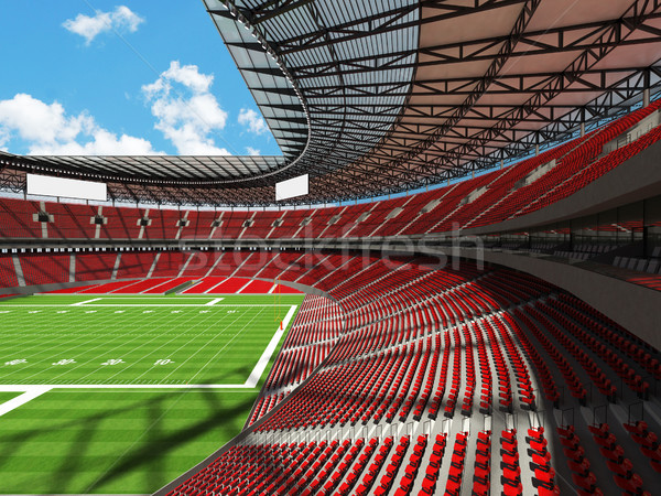 3D render of a round american football stadium with red chairs for hundred thousand people with VIP  Stock photo © danilo_vuletic