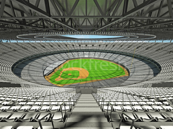 3D render of baseball stadium with white seats and VIP boxes Stock photo © danilo_vuletic