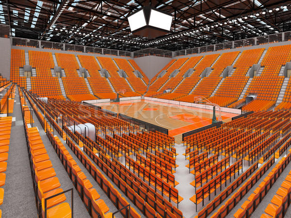 Beautiful modern sports arena for basketball with orange chairs and VIP boxes  Stock photo © danilo_vuletic