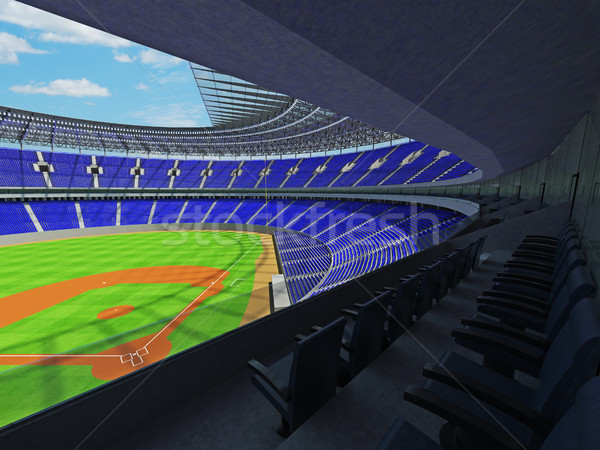 3D render of baseball stadium with blue seats and VIP boxes Stock photo © danilo_vuletic