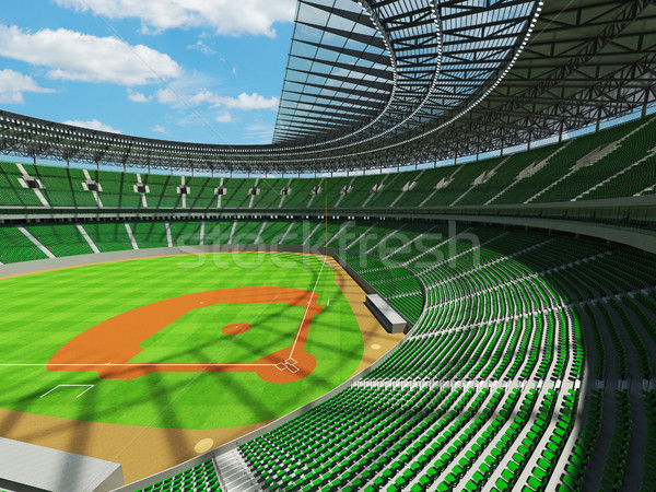 3D render of baseball stadium with green seats and VIP boxes Stock photo © danilo_vuletic