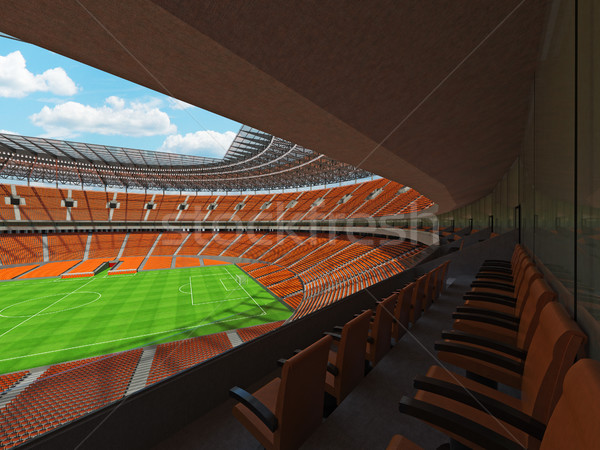 3D render of a round football -  soccer stadium with  orange seats Stock photo © danilo_vuletic