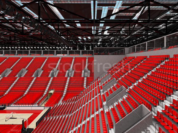 Beautiful modern arena for basketball with floodlights and red seats and VIP boxes Stock photo © danilo_vuletic