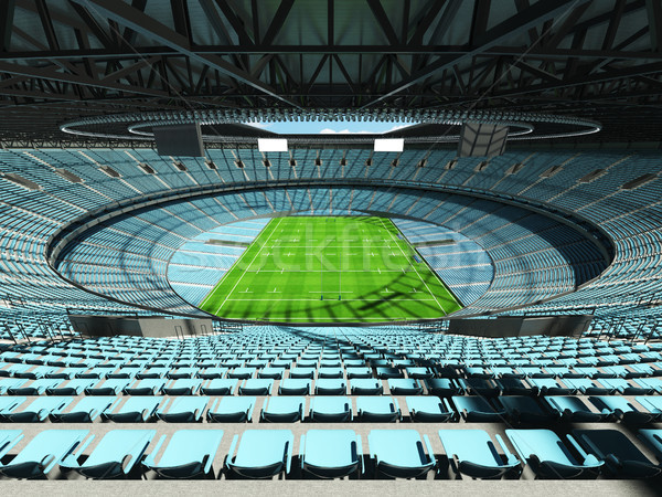 3D render of a round rugby stadium with  sky blue seats and VIP  Stock photo © danilo_vuletic